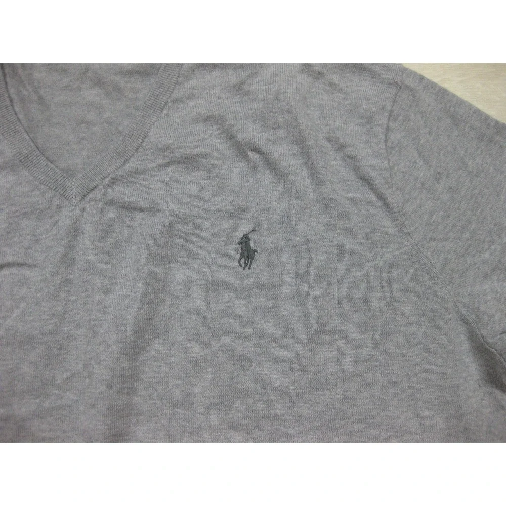 Polo Ralph Lauren Pima Cotton Sweater Men's (XL) V Neck Preppy Lightweight Gray